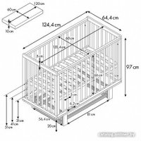 Классическая детская кроватка Polini Kids Simple 340 маятник (графит/дуб каменный)