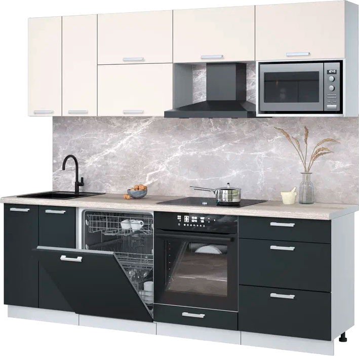 

Готовая кухня Интерлиния Мила Лайт 2.4-ПМ2 (персидский жемчуг/антрацит/травертин серый)