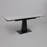 Кухонный стол Lepremo AV 2119 МДФ+керамика раздвижной 1200-1800x800 (белый глянцевый Carla Larkin/черный)