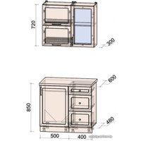 Готовая кухня Интерлиния Тренд 0.9Б (пепел/пепел/опал светлый)