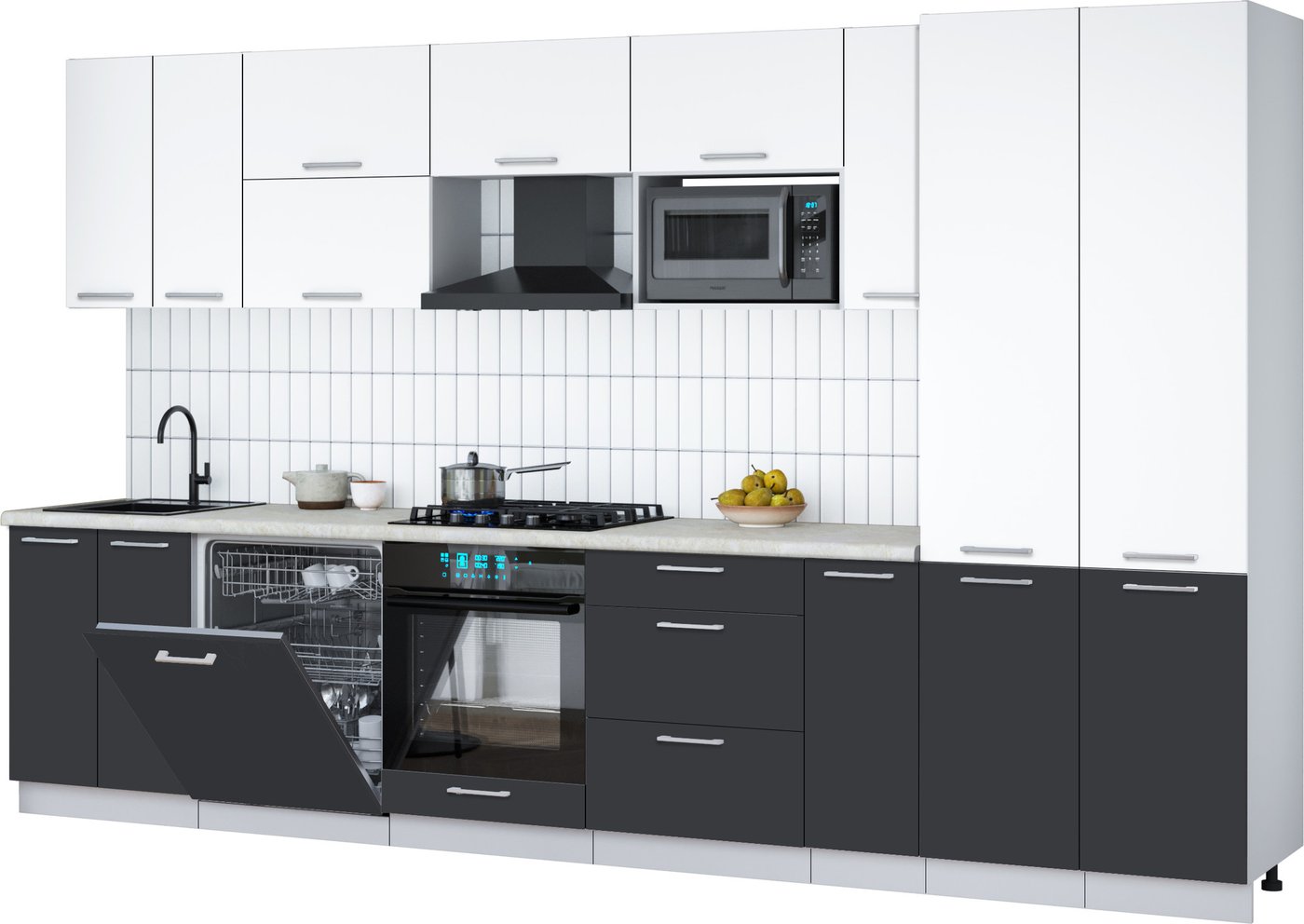 

Готовая кухня Интерлиния Мила Gloss 3.5-ПМ2 (пепел/белый/опал светлый)