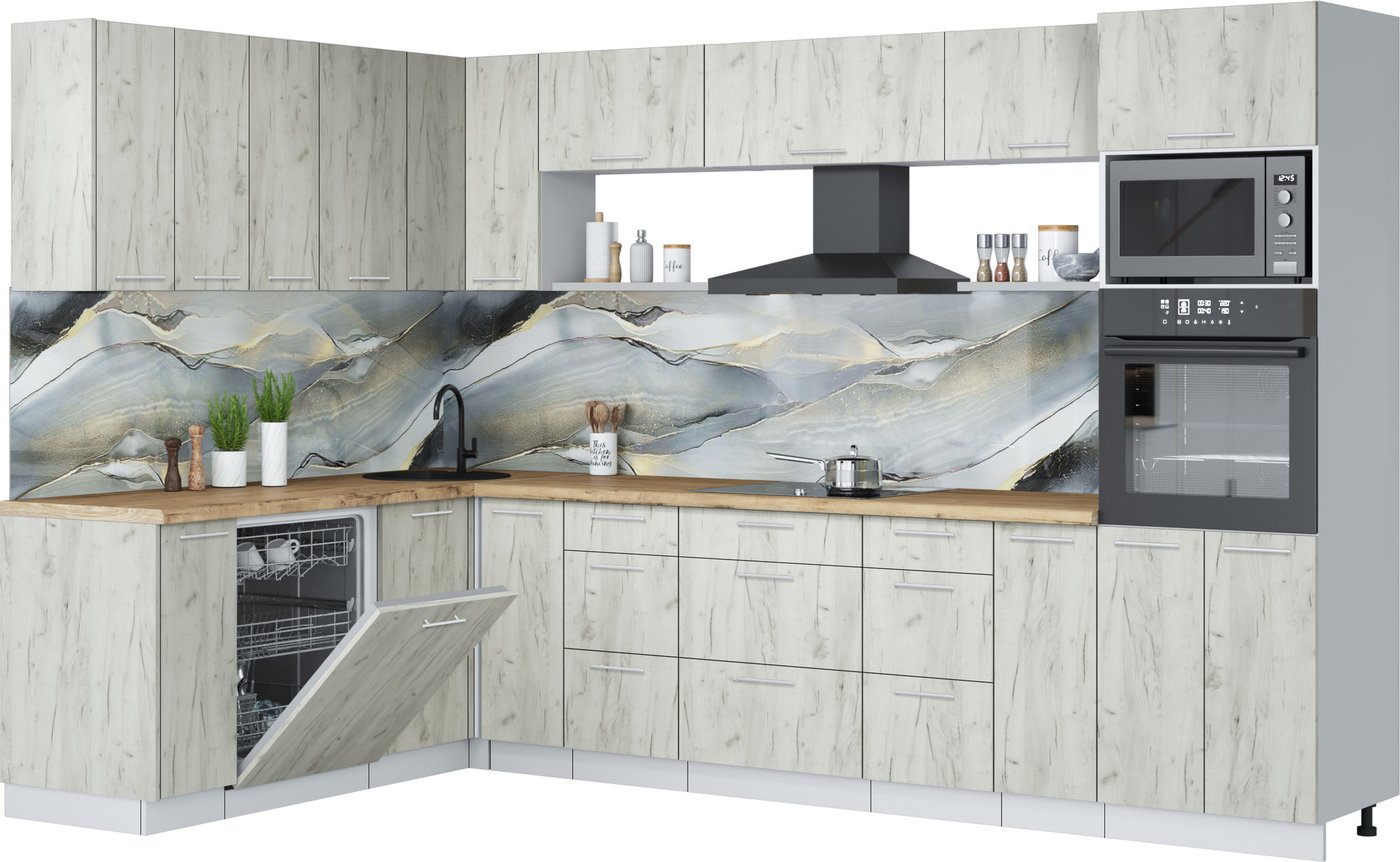 

Готовая кухня Интерлиния Мила Лайт 1.896х3.18 (дуб белый/дуб белый/дуб бунратти)