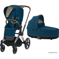 Универсальная коляска Cybex Priam 2020 (mountain blue, рама хром/коричневый)