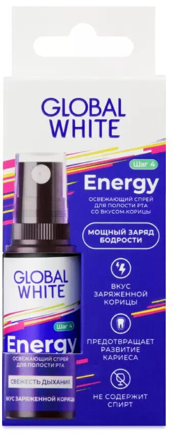 

Спрей для полости рта Global White Energy со вкусом корицы 15 мл