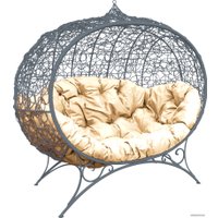 Садовый диван M-Group Улей на ножках 11220301 (серый ротанг/бежевая подушка)