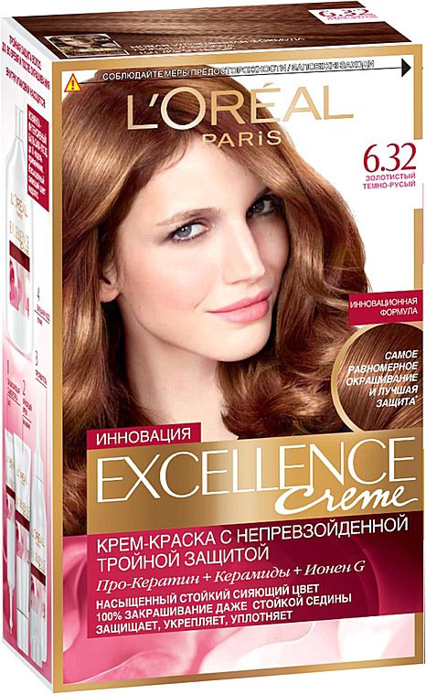 

Крем-краска для волос L'Oreal Excellence 6.32 Золотистый темно-русый