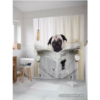 Шторка-занавеска для ванны JoyArty Собака с газетой sc_41936