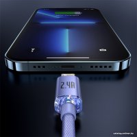 Кабель Baseus Crystal Shine USB Type-A - Lightning (1.2 м, фиолетовый)