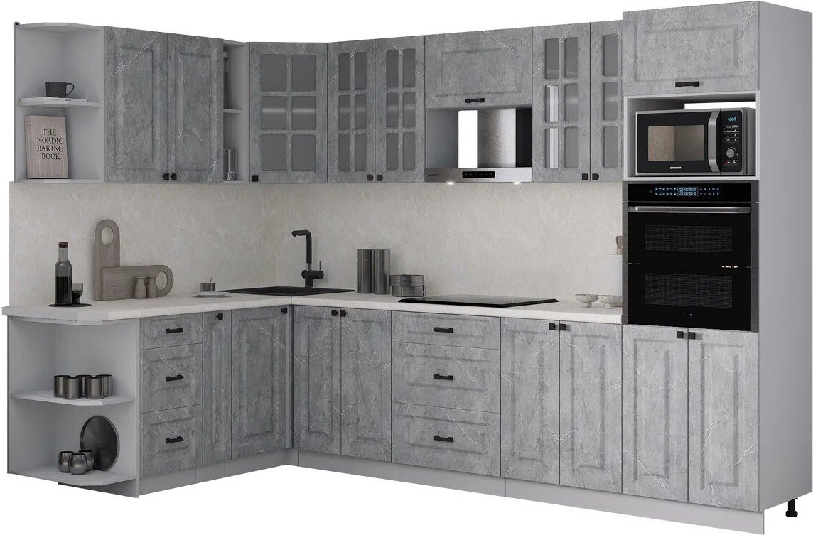 

Готовая кухня Интерлиния Мила Деко 1.88x3.0 LV (керамика/керамика/опал светлый)