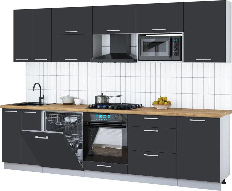 

Готовая кухня Интерлиния Мила Gloss 2.9-ПМ2 (пепел/пепел/дуб бунратти)