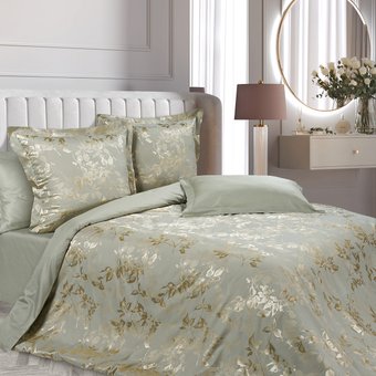 Евро комплект постельного белья Экотекс Элитный комплект Тюильри (евро, нав. 70х70 и 50х70)