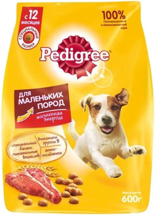 

Сухой корм для собак Pedigree для взрослых собак маленьких пород с говядиной 0.6 кг