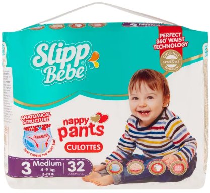

Трусики-подгузники Slipp Bebe №3 4-9 кг (32 шт)