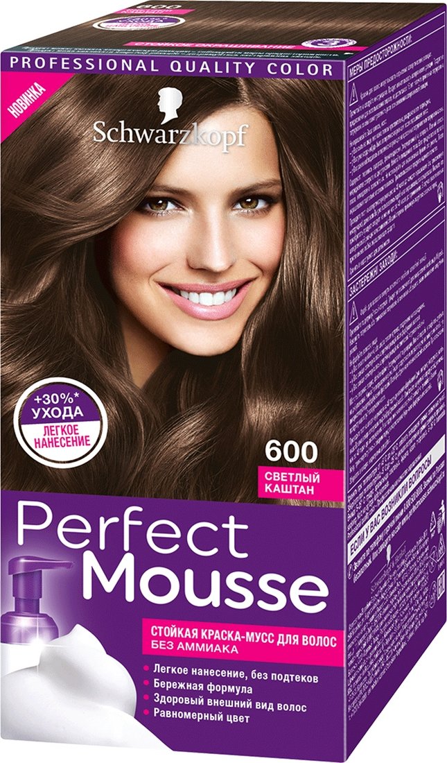 

Крем-краска для волос Schwarzkopf Perfect Mousse 600 (светлый каштан)