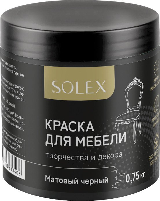

Краска Solex Для мебели 0.75 кг (черный матовый)