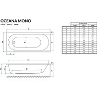Ванна Excellent Oceana Mono 170x75 Slim (с ножками)