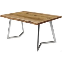 Кухонный стол Buro7 Уиллис 180 (с обзолом и сучками, дуб натуральный/серебро)