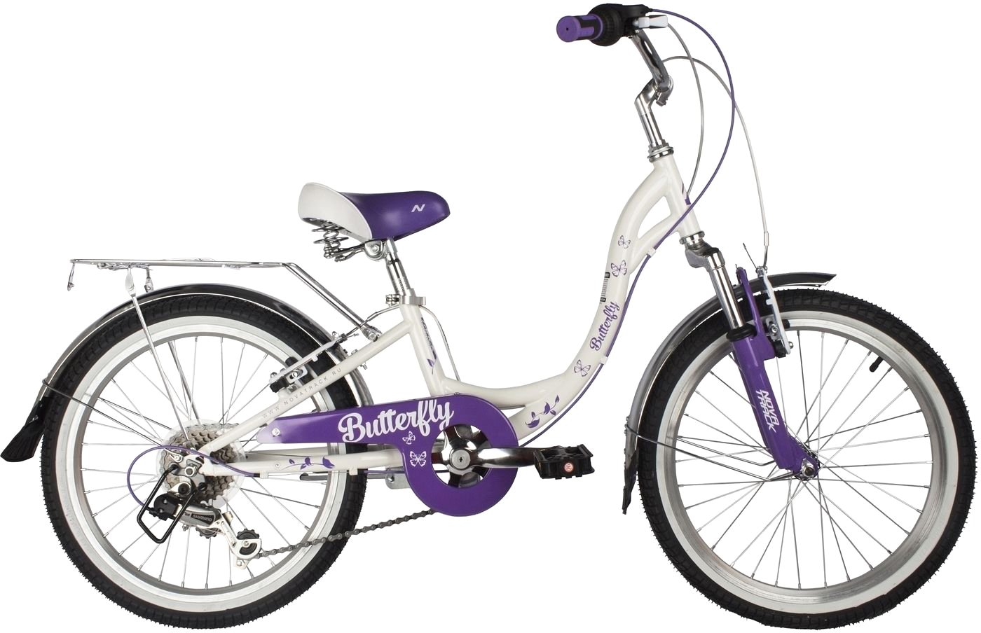 

Детский велосипед Novatrack Butterfly 6.V 20 2022 20SH6V.BUTTERFLY.VL22 (белый/фиолетовый)