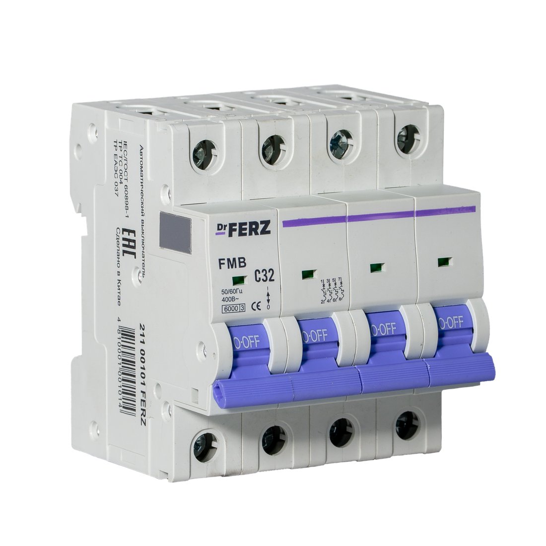 

Выключатель автоматический Dr.Ferz FMB-C 6kA 4P 32 C 21100101FERZ