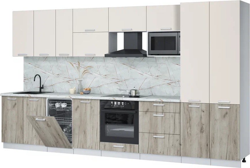 

Готовая кухня Интерлиния Мила Лайт 3.7-ПМ4 (персидский жемчуг/дуб серый/серый каспий)