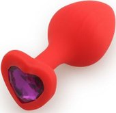 Silicone Butt Plug Heart Shape Medium красный/фиолетовый 39809