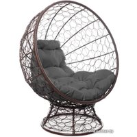 Кресло M-Group Кокос на подставке 11590209 (коричневый ротанг/серая подушка)