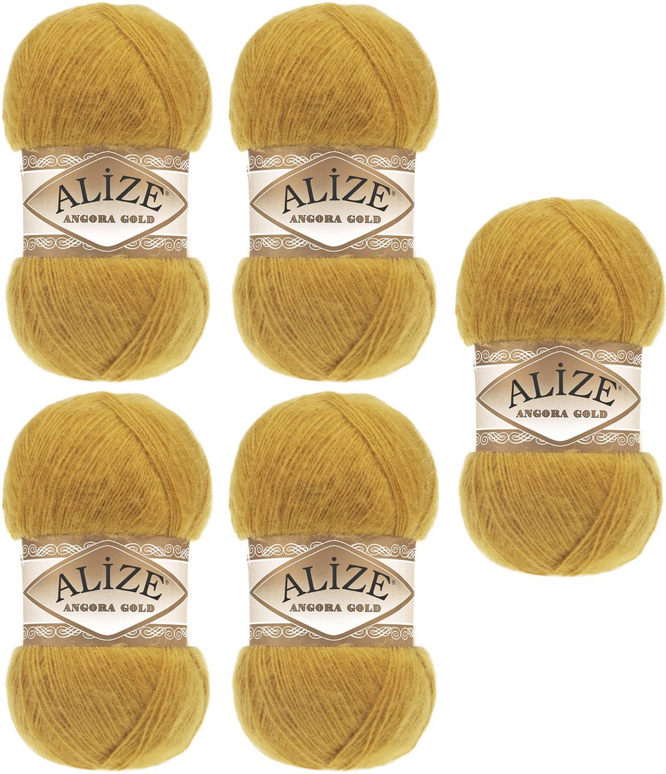 

Набор пряжи для вязания Alize Angora Gold 02 (550 м, горчичный, 5 мотков)