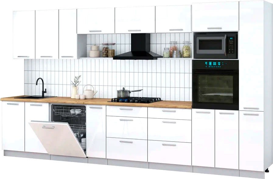 

Готовая кухня Интерлиния Мила Gloss 3.8-ПМ1 (белый глянец/белый глянец/дуб бунратти)