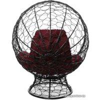 Кресло M-Group Кокос на подставке 11590402 (черный ротанг/бордовая подушка)