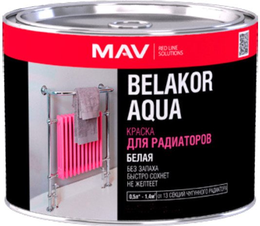 

Краска MAV Belakor Aqua для радиаторов 0.5 л (белый полуматовый)