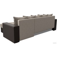 Угловой диван Лига диванов Дубай лайт правый 114194 (рогожка бежевый/экокожа коричневый)