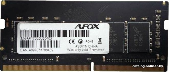 Оперативная память AFOX 8GB DDR4 SODIMM PC4-21300 AFSD48FH1P
