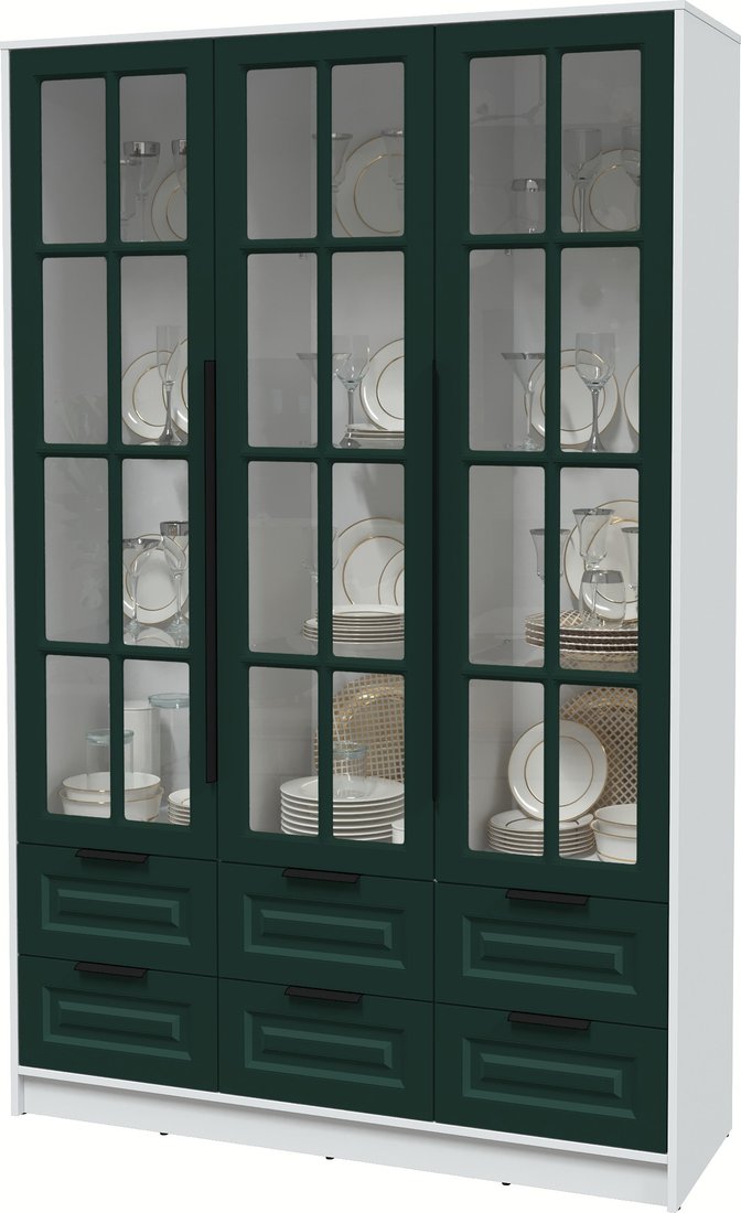 

Шкаф-витрина Интерлиния Концепт КТ-ШВ3 Деко (белый платинум/изумруд)