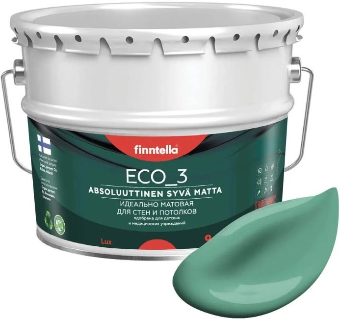 

Краска Finntella Eco 3 Wash and Clean Jade F-08-1-9-LG93 9 л (бирюзовый)