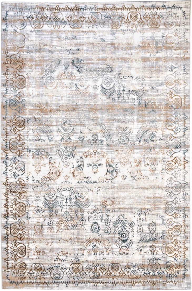 

Ковер для жилой комнаты Radjab Carpet Белла прямоугольник D008A 7645RK 1.2x1.8 (cream shirink/blue fdy)