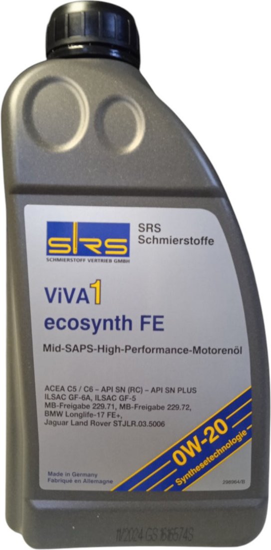 Моторное масло SRS VIVA 1 ECOSYNTH FE 0W-20 1л