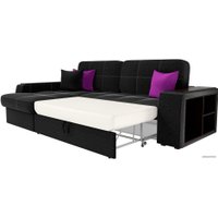 Угловой диван Лига диванов Брюссель 29390 (левый, микровельвет, черный)