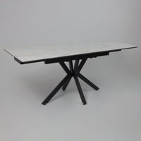 Кухонный стол Lepremo AV 2111 МДФ+керамика раздвижной 1200-1800x800 (белый глянцевый Carla Larkin/черный)