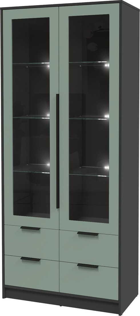 

Шкаф-витрина Интерлиния Концепт КТ-ШВ2 с подсветкой Глосс (антрацит/мята)