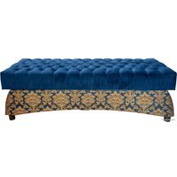 Банкетка Домовой Фея-4-2Б (бархат синий/синий с золотыми коронами) в Гродно