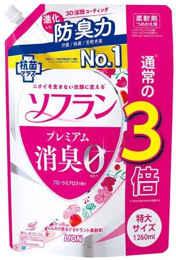 

Кондиционер для белья Lion Soflan Premium Deodorizer Zero натуральный аромат роз 1.26 л
