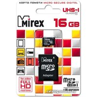 Карта памяти Mirex microSDHC UHS-I (Class 10) 16GB + адаптер [13613-ADSUHS16]