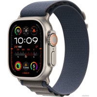 Умные часы Apple Watch Ultra 2 LTE 49 мм (титановый корпус, титановый/синий, текстильный ремешок размера L)