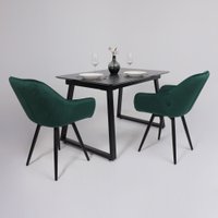 Кухонный стол Lepremo AV 1208 HPL+МДФ раздвижной 1200-1600x800 (черный тунис/черный)