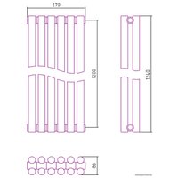 Стальной трубчатый радиатор Сунержа Эстет-11 1200х270 6 секций (белый)