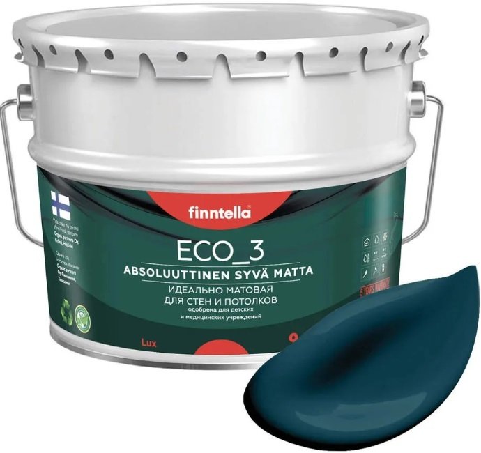 

Краска Finntella Eco 3 Wash and Clean Valtameri F-08-1-9-LG95 9 л (темн-бирюзов)