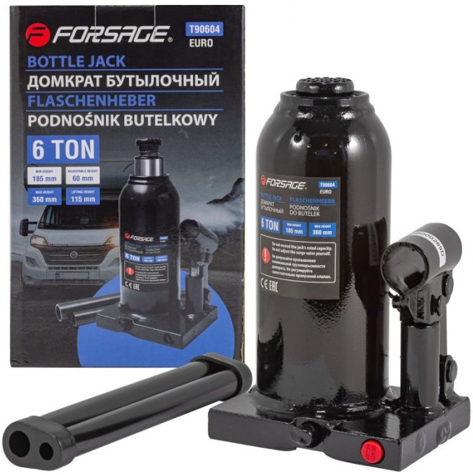 

Бутылочный домкрат FORSAGE F-T90604 (Euro) 6т