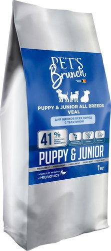 Сухой корм для собак Pet's Brunch Junior Veal с телятиной 1 кг