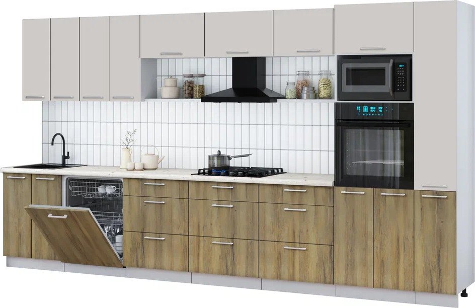 

Готовая кухня Интерлиния Мила Gloss 3.9-ПМ1 (дуб вотан/кашемир/бискайская сосна)