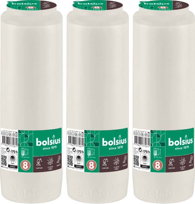 

Набор свечей Bolsius Ритуальные масляные Copmo rc8 rspo mb 8 дней горения (белый)